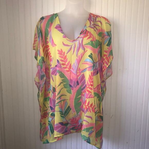 BECCA Retail $98 Costa Tropical Printed Bella Tunic Swimsuit Cover Up Size 2X - Picture 1 of 6